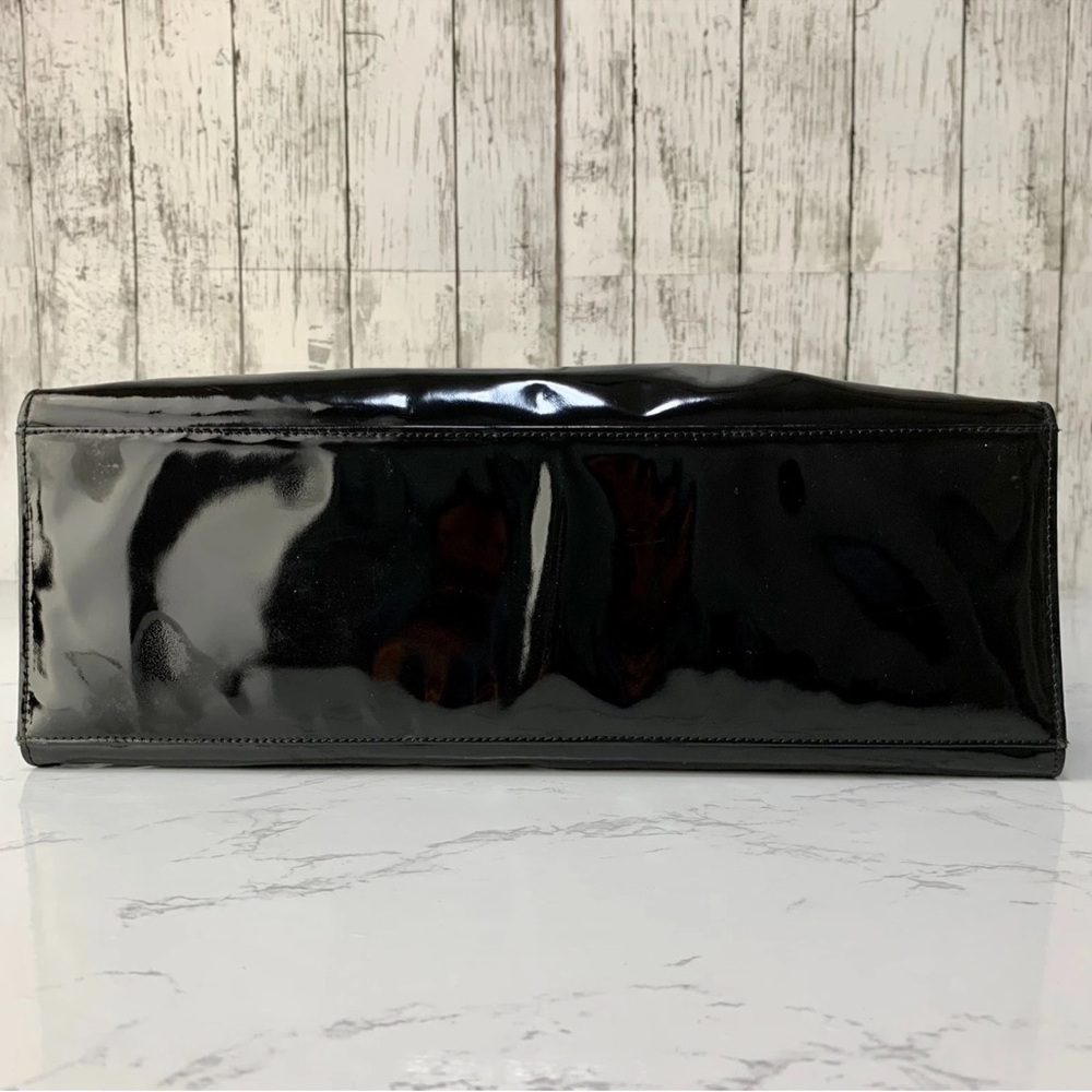 CHANEL CC Logo Enamel Patent Leather Chain Tote bag Black Gold【Condition:S】Good - Picture 12 of 17